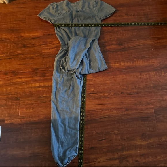 Gap Denim Girls Jumpsuit Size XL Regular Blue Pockets Cuffs Drawstring - Picture 8 of 10